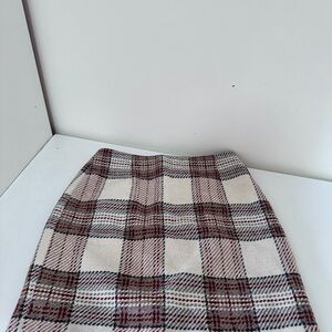 H&M Checkered Pencil Skirt in Cream and Brown